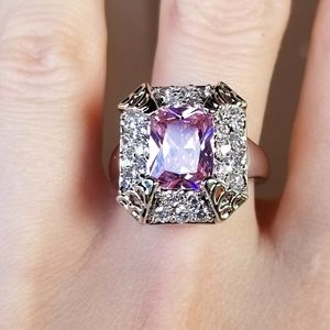 🆕️Sterling Silver-3.59CT Pink/White Topaz Ring